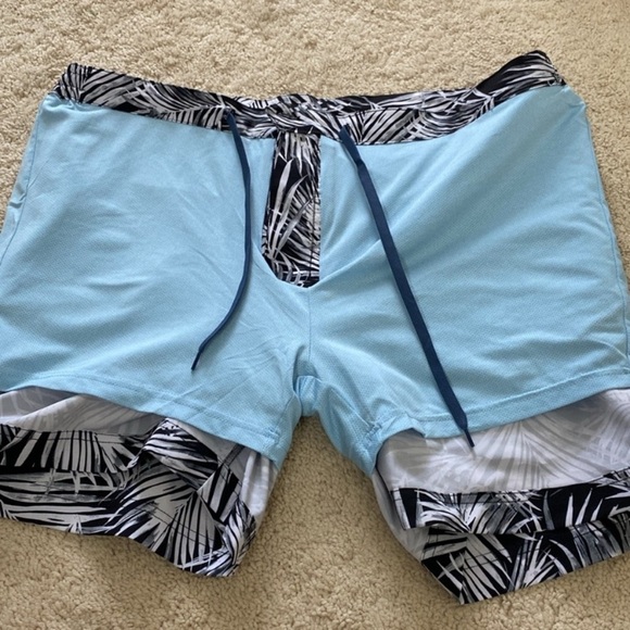 Fair Harbor The Sextant Trunk Lined Stretch Black White Palm Leaves Short Sz 38 - Picture 9 of 16